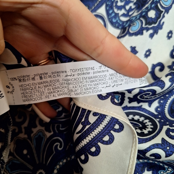 Zara Paisley Printed Silky Button Down Blouse Small - Picture 8 of 8